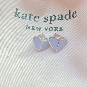 Kate Spade lilac and silver heart shaped stud earrings. In great condition.